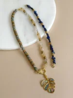 Collar multiuso piedras y hoja de nácar