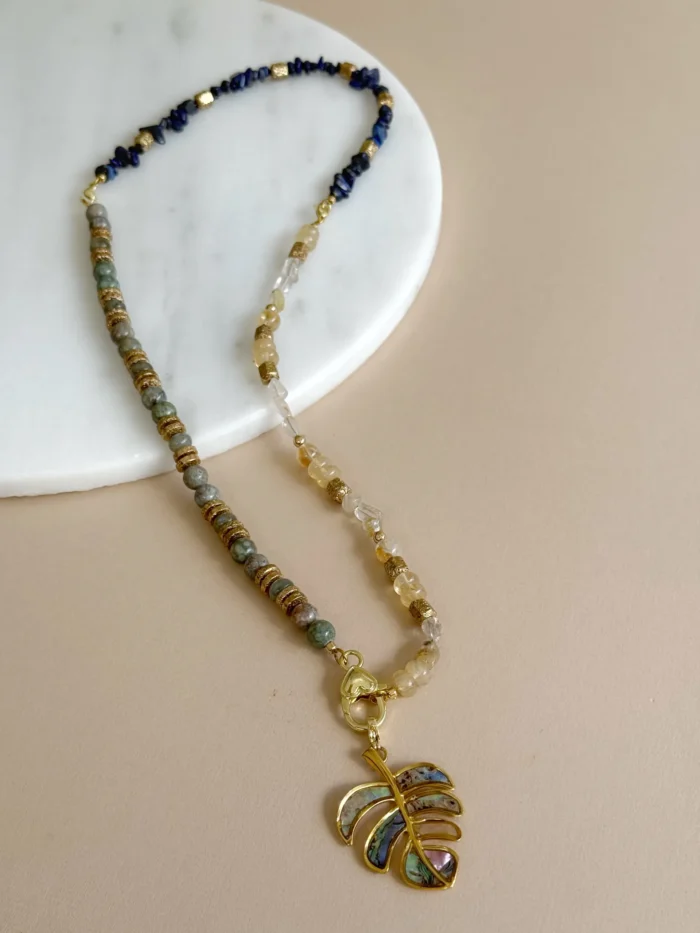 Collar multiuso piedras y hoja de nácar - Imagen 4