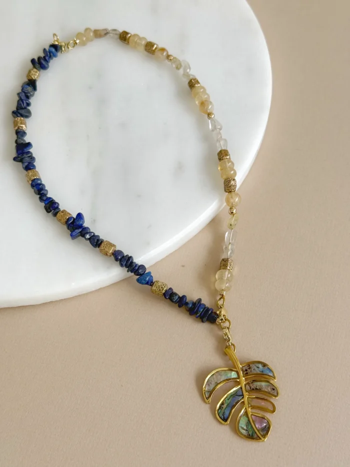 Collar multiuso piedras y hoja de nácar - Imagen 2