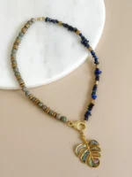 Collar multiuso piedras y hoja de nácar - Imagen 3