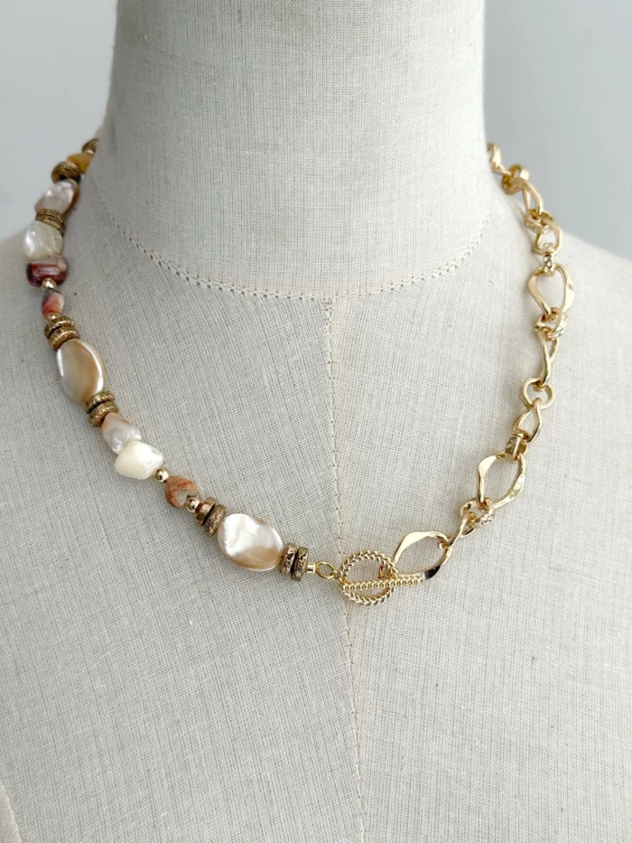 Collar de eslabón y perla de nácar - Imagen 6