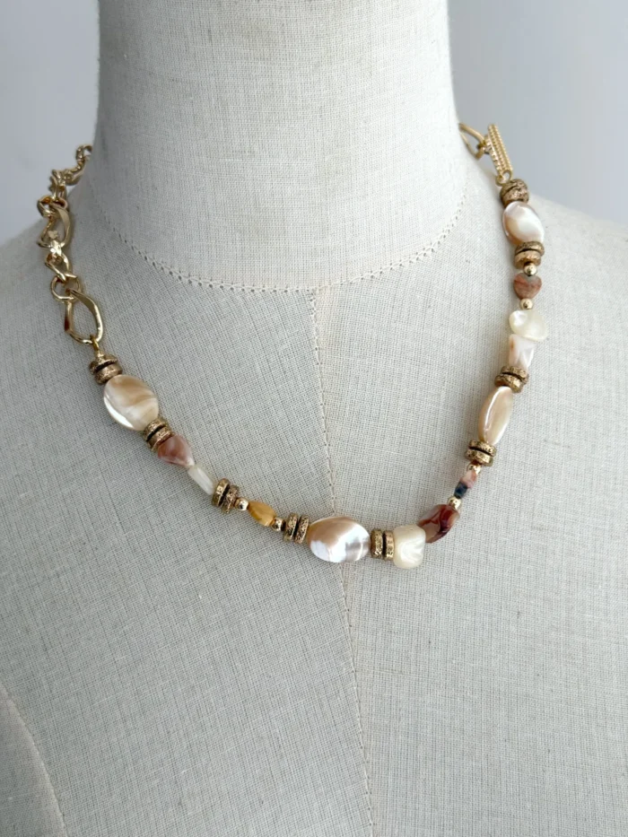 Collar de eslabón y perla de nácar - Imagen 3