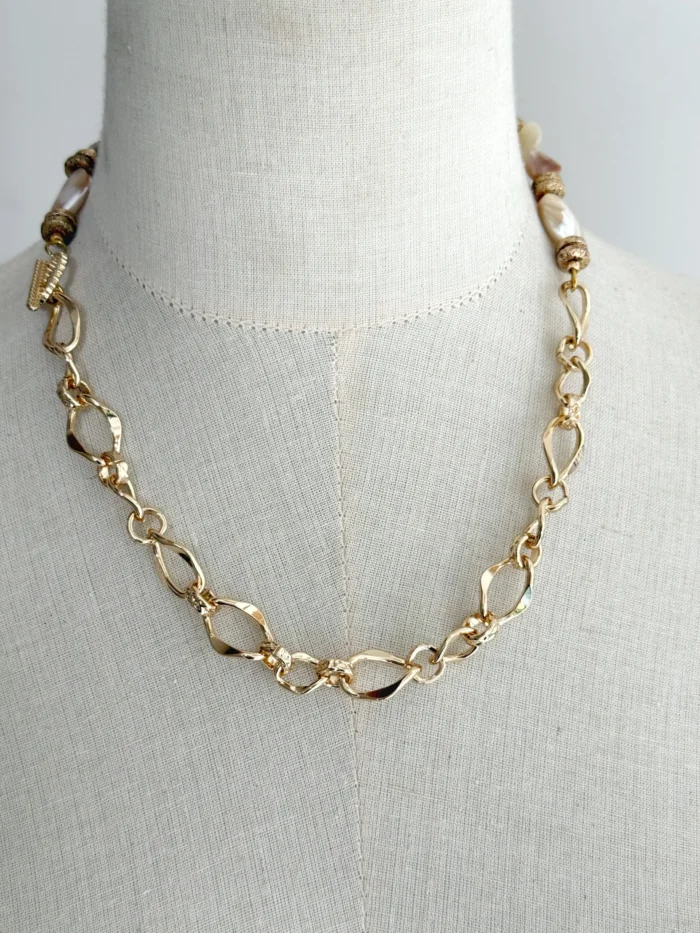Collar de eslabón y perla de nácar - Imagen 2