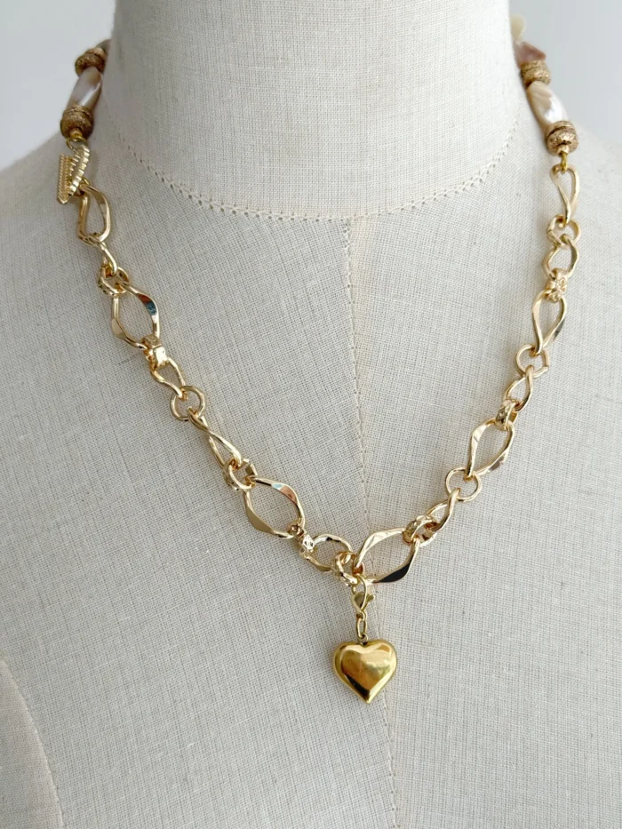 Collar de eslabón y perla de nácar - Imagen 4