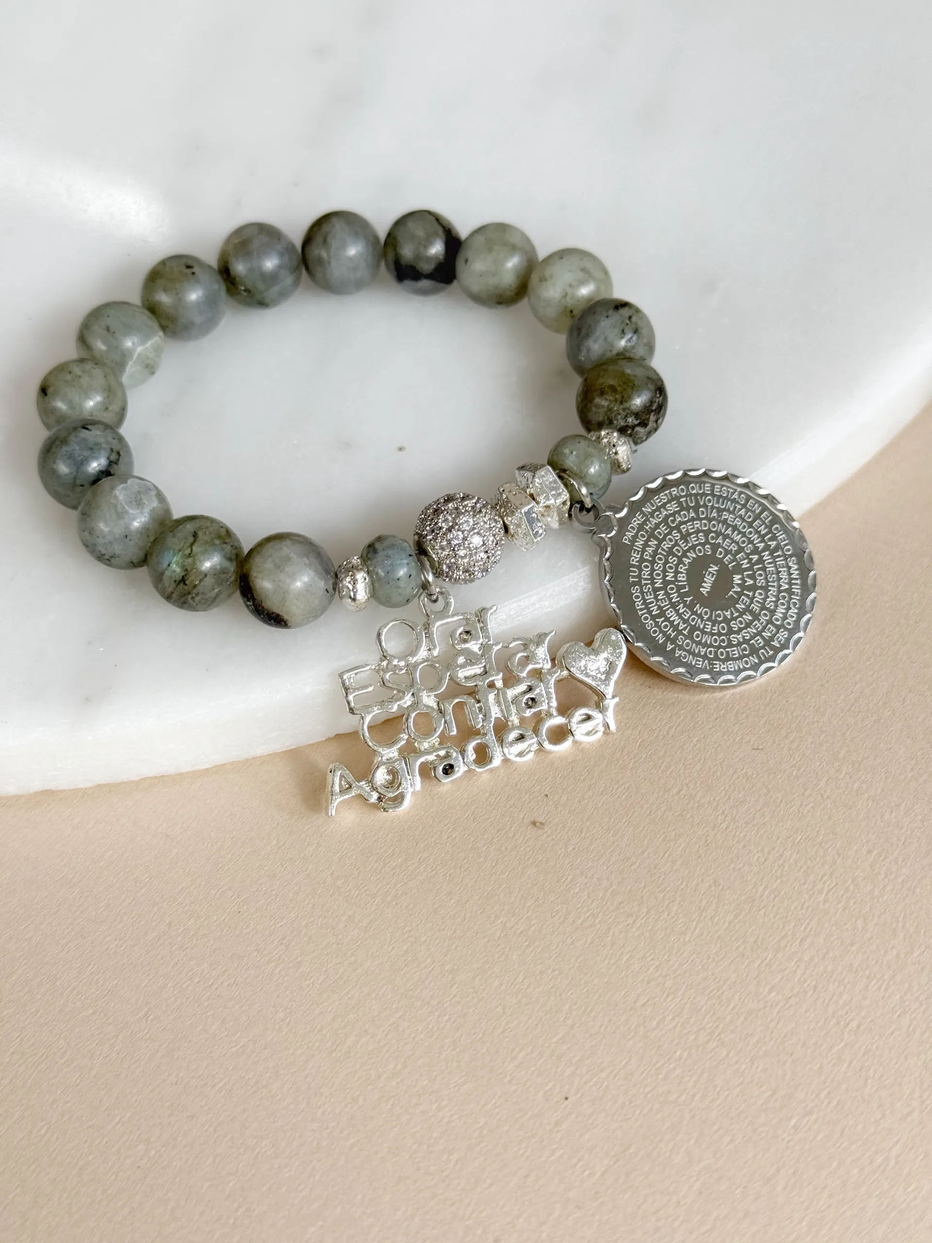 pul352 Pulsera labradorita orar y agradecer - Imagen 1