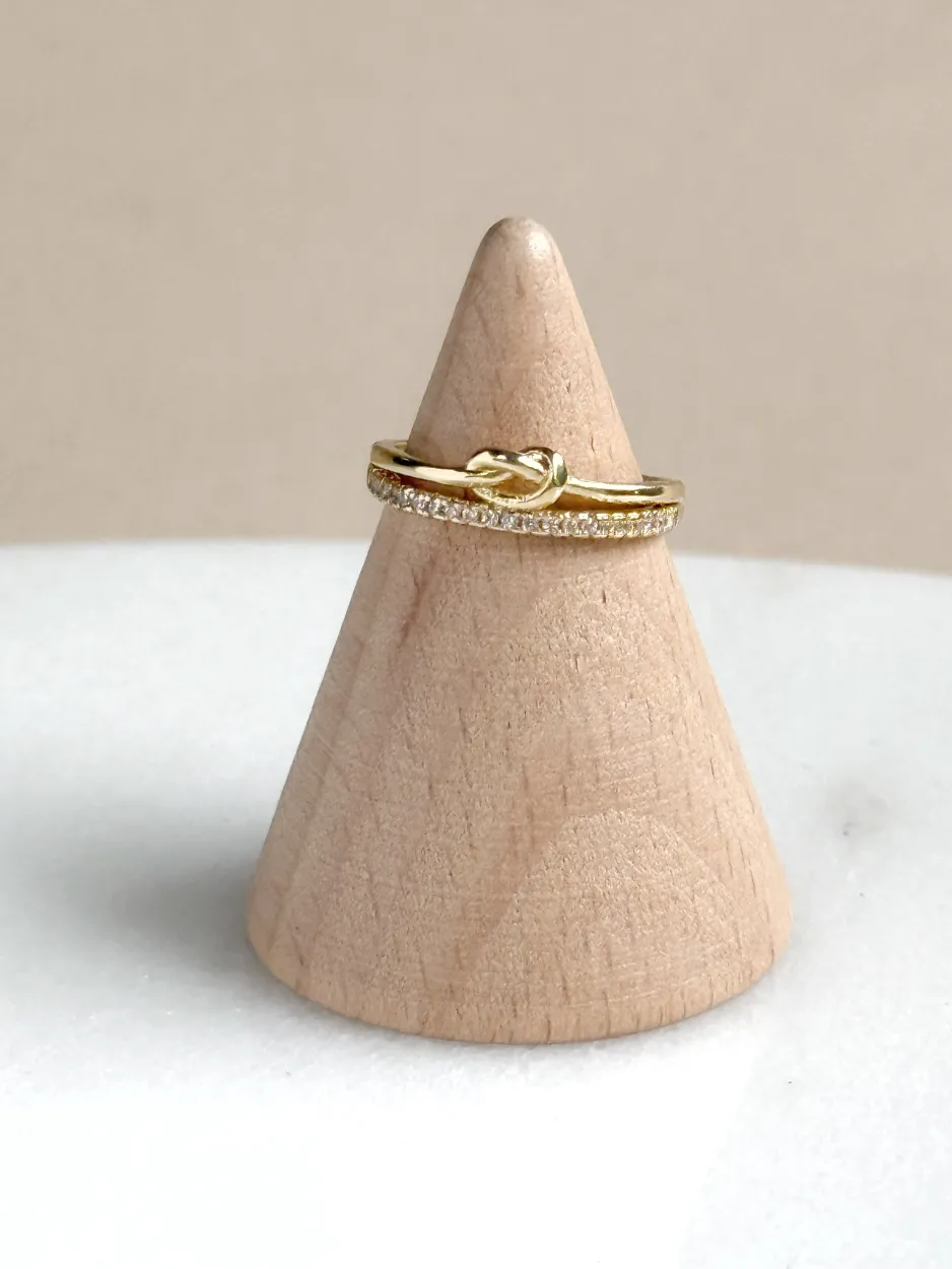 Anillo ajustable nudo y zirconias