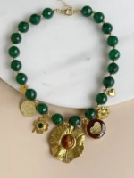 Collar ágata verde esmeralda multi dijes - Imagen 3