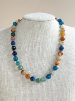 Collar ágatas multicolor con perla - Imagen 2