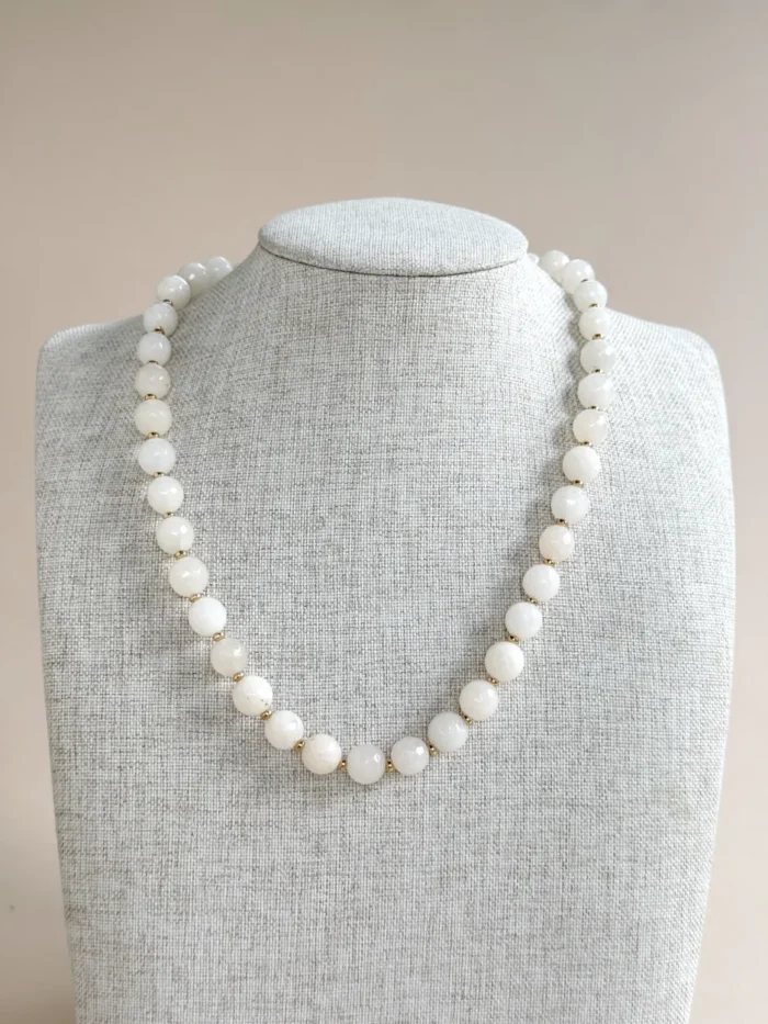 Collar ágatas beige corazón - Imagen 2