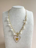 Collar eslabones con perlas maxi corazón - Imagen 2