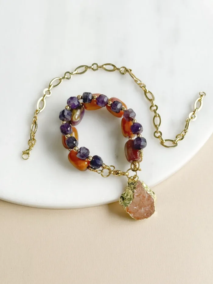 Pulsera multi función ágata y amatista - Imagen 2