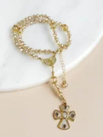 Pulsera rosario tono nude