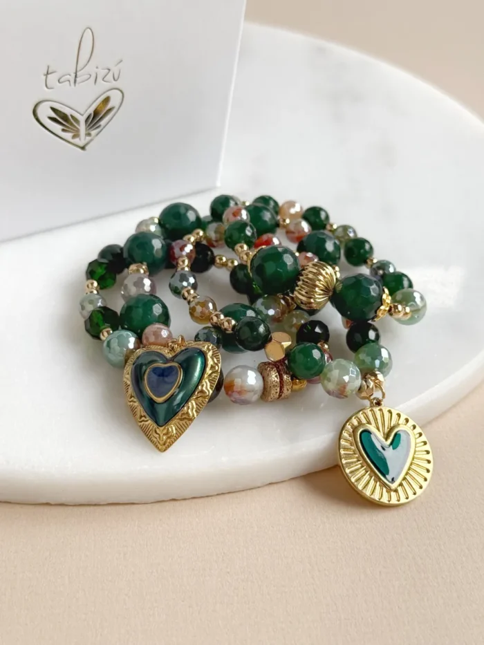 Set verde esmeralda corazón - Imagen 3