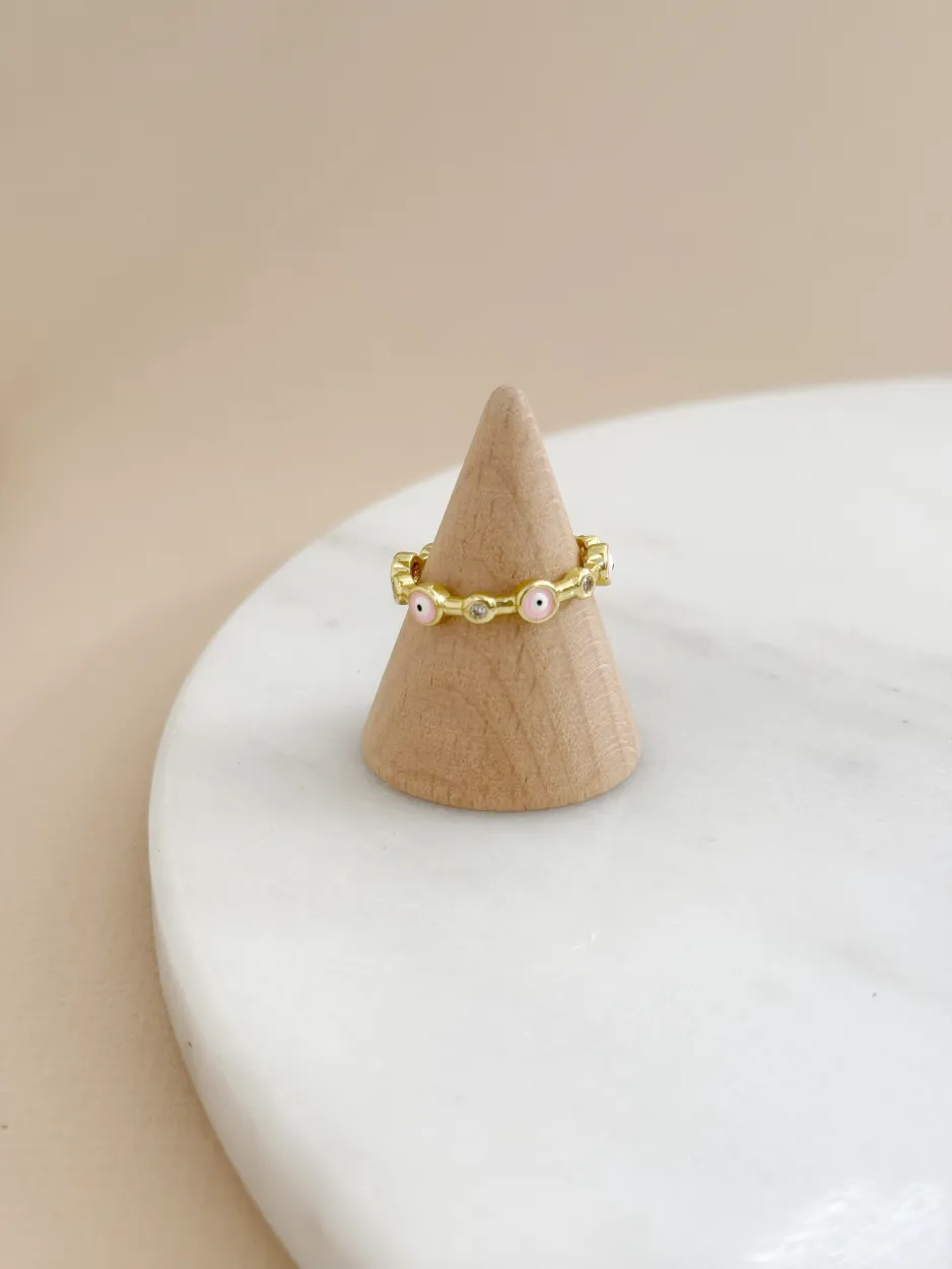 Anillo delgado ojos turcos rosado