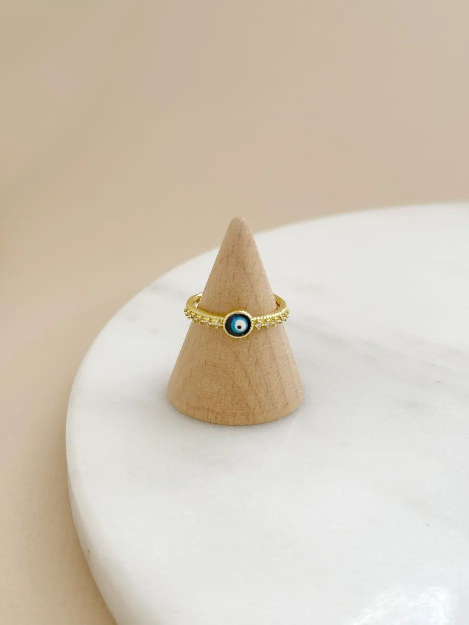 Anillo delgado ojo turco azul zirconia