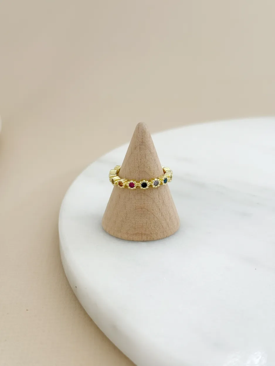 Anillo zirconias colores delgado