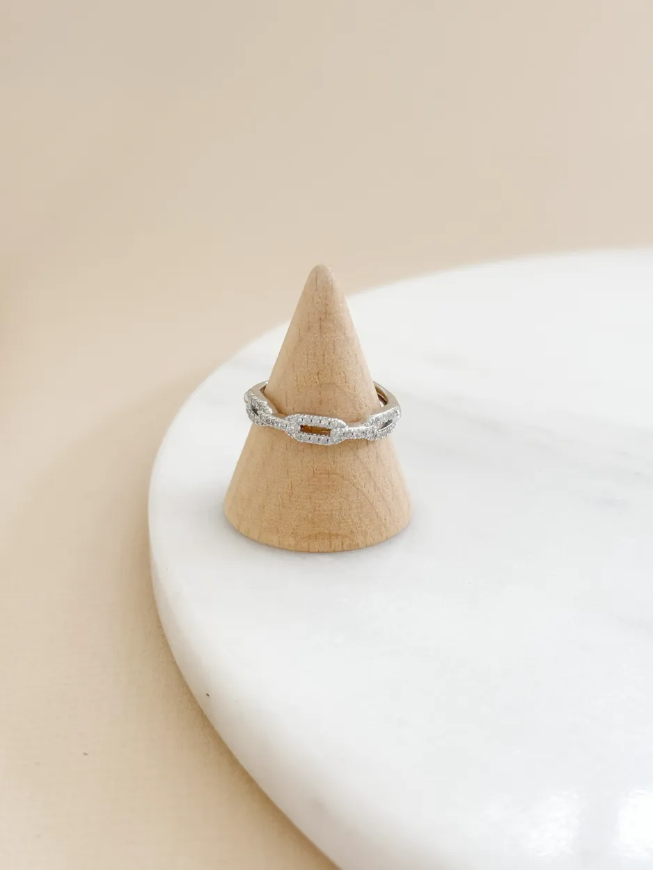 ani97 Anillo eslabón zirconia plateado - Imagen 1