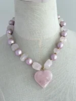 Collar cuarzo rosa corazón