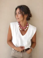 Collar cuarzo citrino y madera - Imagen 2