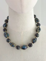 Collar azul cuentas cerámica - Imagen 2