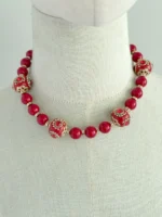 Collar rojo tibetanas y perla