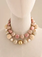 Collar rosado cerámica y tibetanas - Imagen 3
