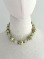 Collar verde lima ágata y tibetanas