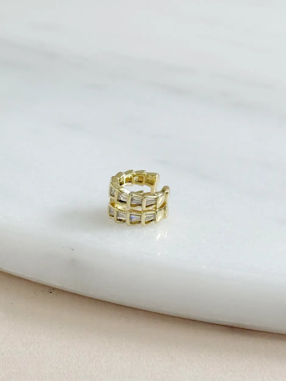 Earcuff doble zirconia rectangular