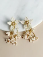 Maxi arete flor beige