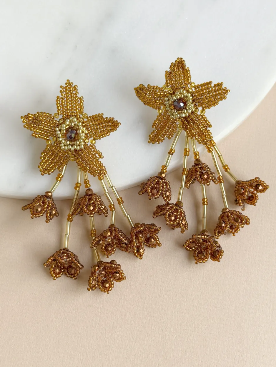 Maxi arete flor dorado