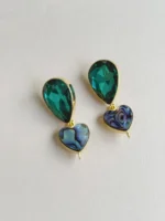 Arete 3 en 1 azul y perla - Imagen 4