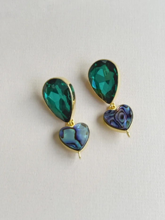Arete 3 en 1 azul y perla - Imagen 4