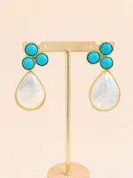 Arete 2 en 1 turquesa y perla