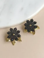 Arete mediano flor negra - Imagen 3