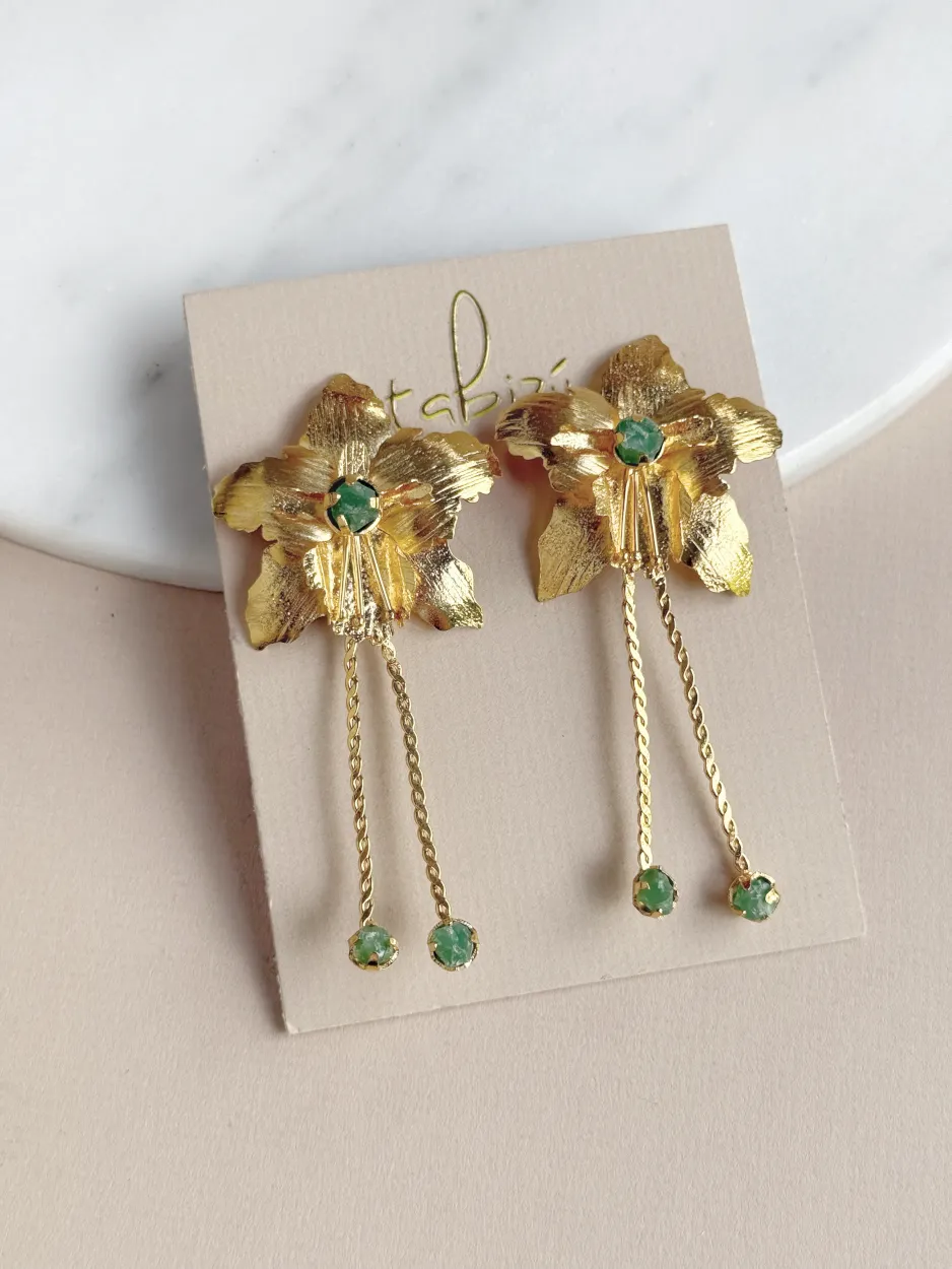 Maxi arete flor con drusa
