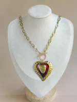 Collar maxi corazón vino - Imagen 2