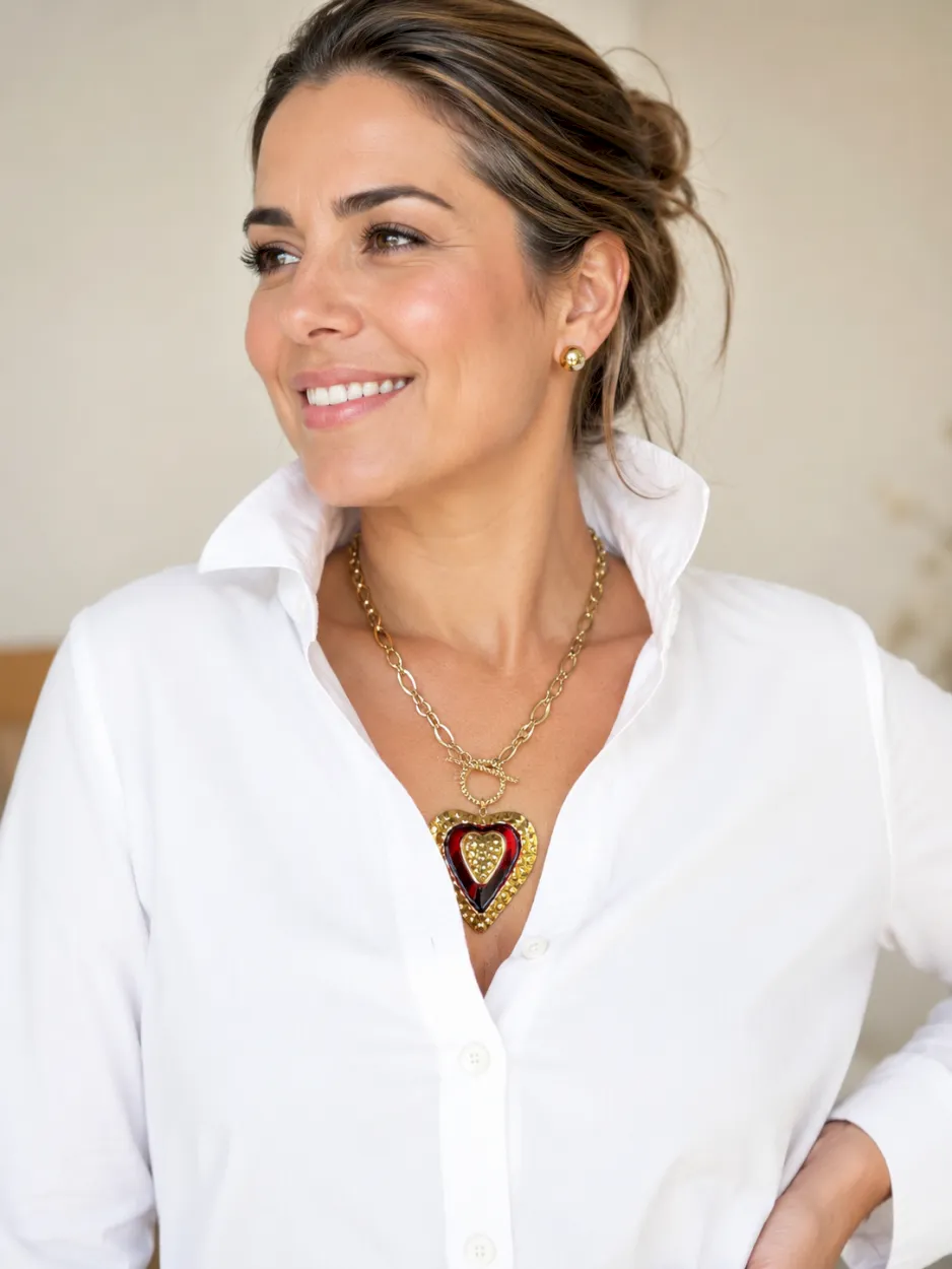 Collar maxi corazón vino