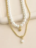 Dúo collares perla de nácar y cadena