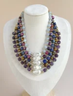 Collar cubos ojo tigre morado - Imagen 2