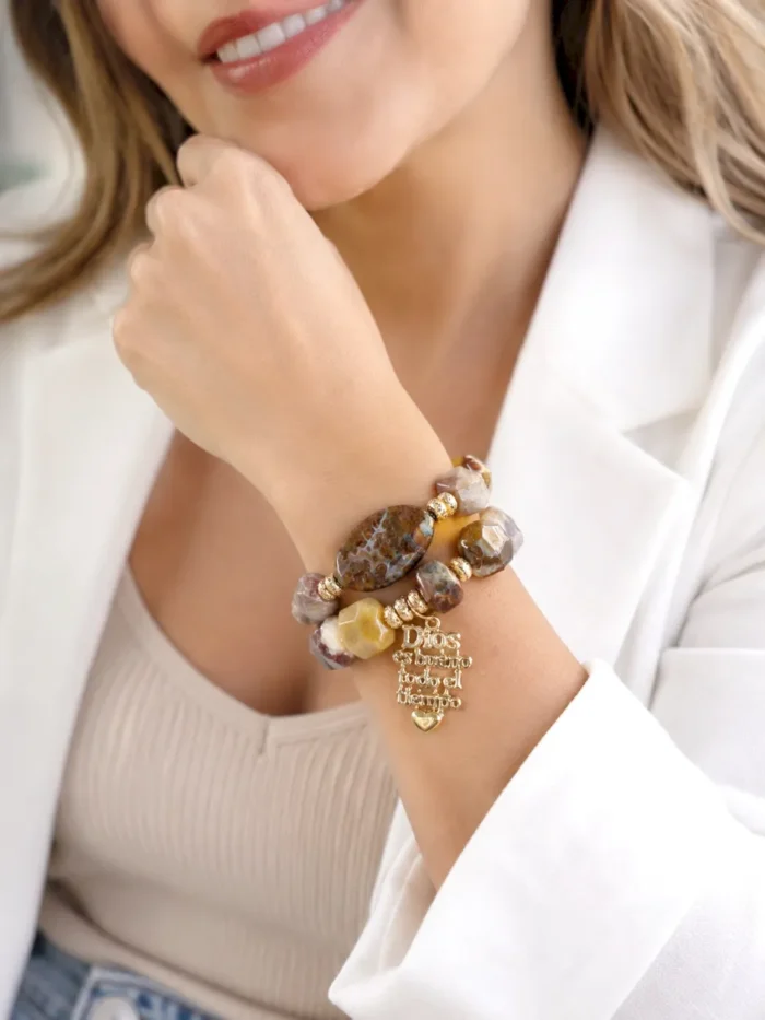 Pulsera ágata Botswana y entrepieza - Imagen 2