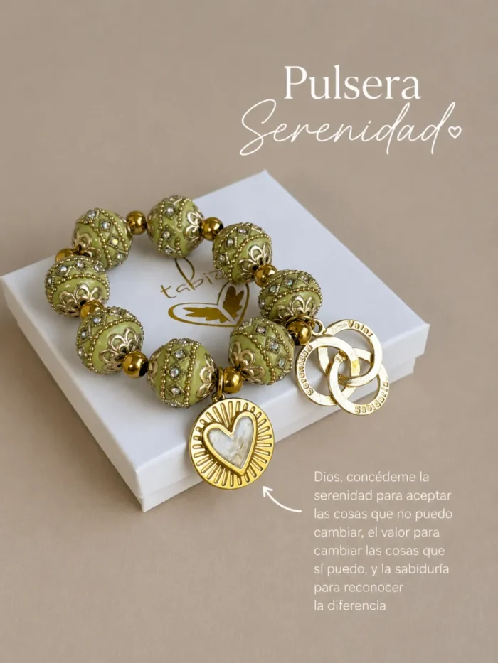 Pulsera verde lima cuentas tibetanas SERENIDAD - Imagen 3