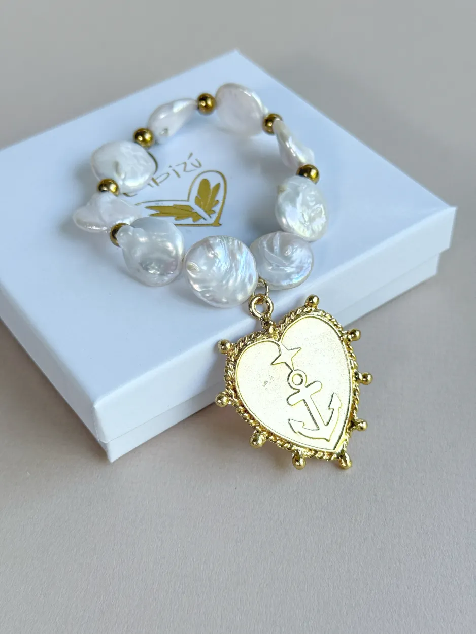 pul371 Pulsera perla barroca MI ANCLA - Imagen 1