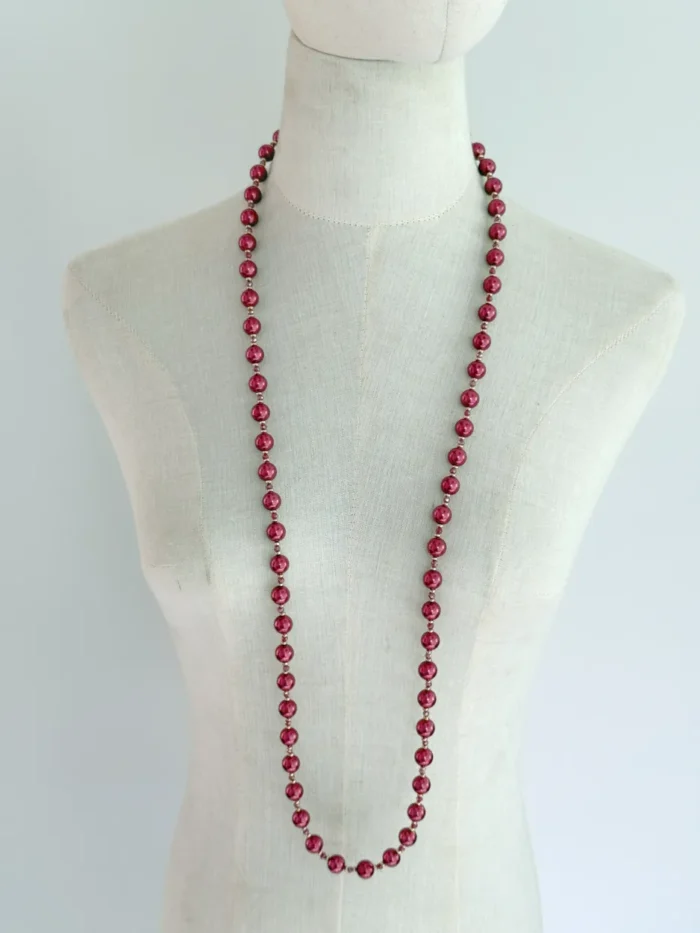 Collar largo perla de nacar vino - Imagen 4