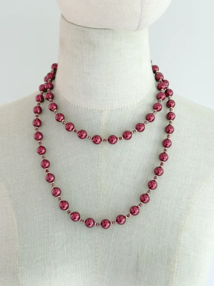 Collar largo perla de nacar vino - Imagen 2