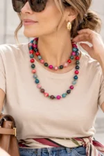Collar largo ágatas de colores