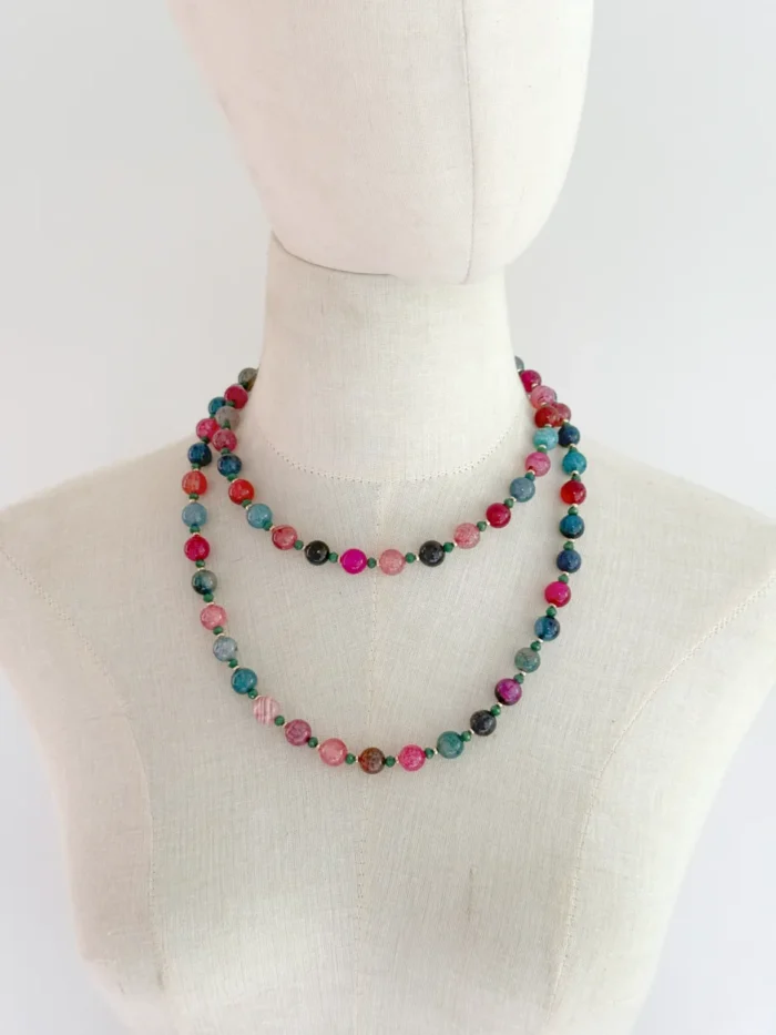 Collar largo ágatas de colores - Imagen 3