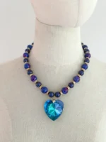 Collar azul cobalto corazón