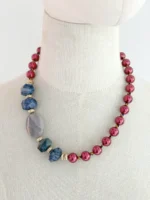 Collar perla vino y lapislázuli
