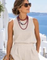 Collar perla vino y lapislázuli - Imagen 2