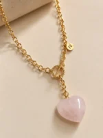 Collar corazón cuarzo rosa